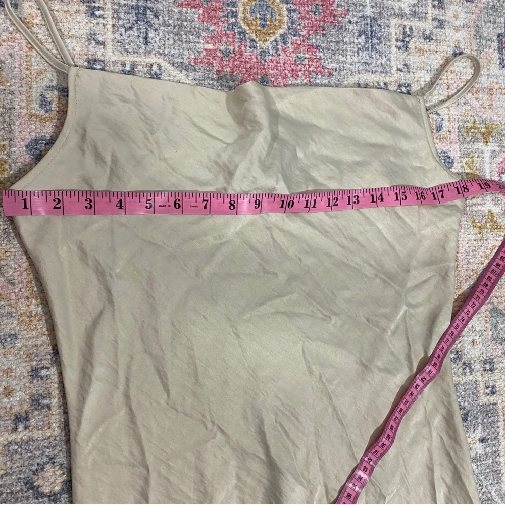 Loft NWT Small Champagne Beige Satin Silky Slip Midi Dress Draped Neck‎ - Picture 13 of 14